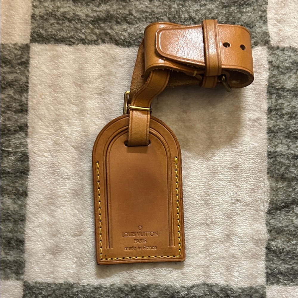 Louis Vuitton Brown Leather Bag Tag with poignette